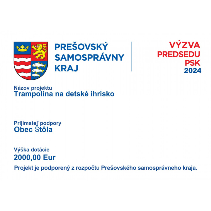 Trampolína na detské ihrisko ,, Projekt podporený z rozpočtu PSK